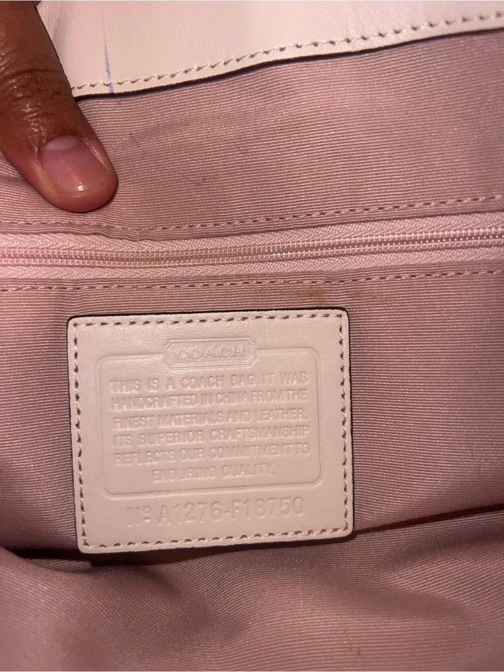 Coach Beige Signature Tote with Pale Pink Trim and Yellow Buckle